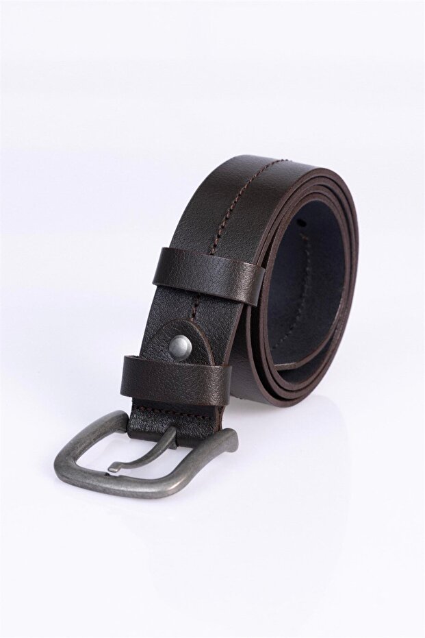 Men's 100% Genuine Leather 4 cm Sports Brown Belt
