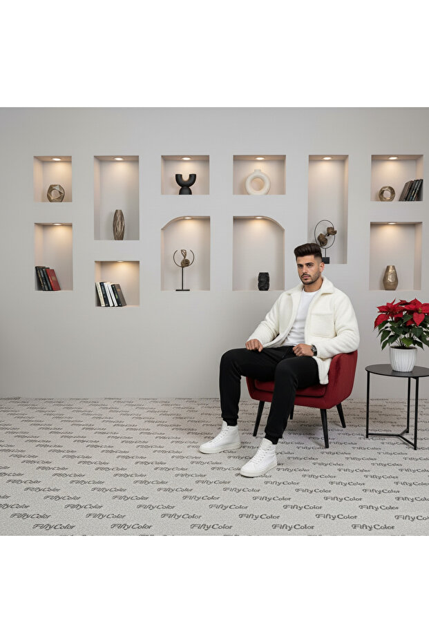 Buttoned Plush Jacket and Sweatpants Bottom Set (Sweater Not Included) - 4