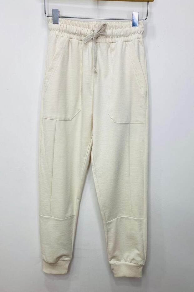 Woorage Unisex Children's Elastic Leg Sweatpants 5423 Cream
