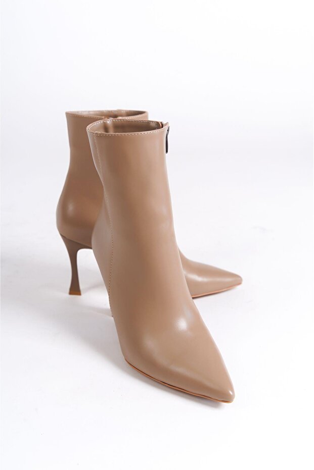 Mbhrnd801-Vz Women's Thin Heeled Pointed Toe Mink Short Boots & Booties
