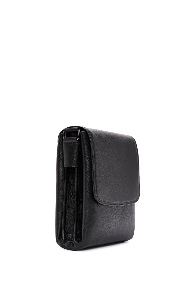 Erkek Siyah Deri Postacı Çantası 22WBD3502FT - 5