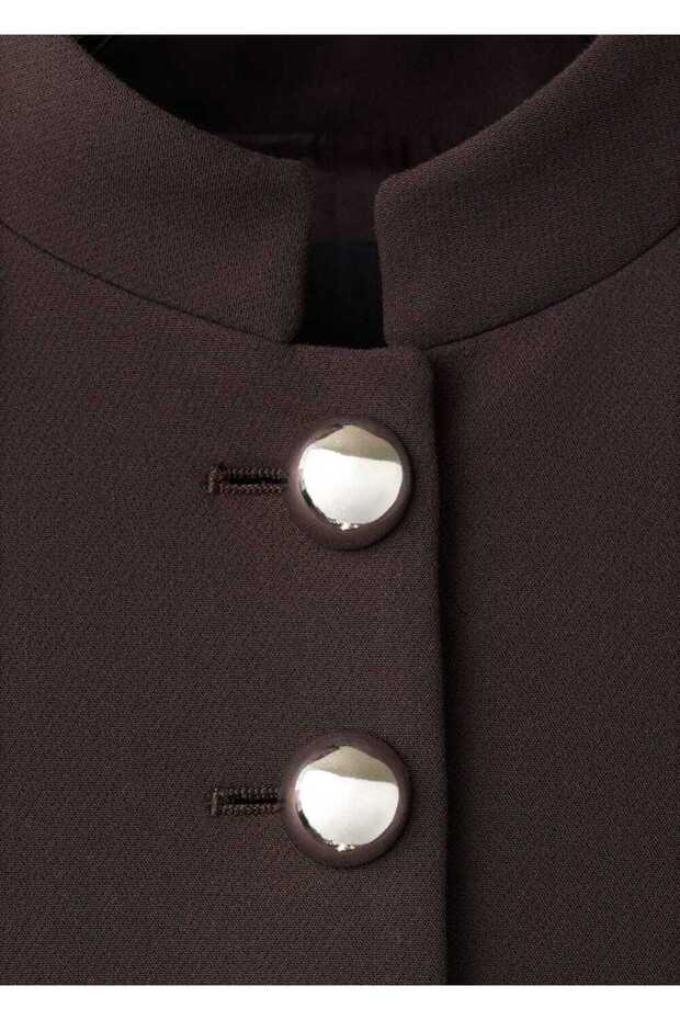 Mücevher düğmeli şerit yakalı ceket - 5