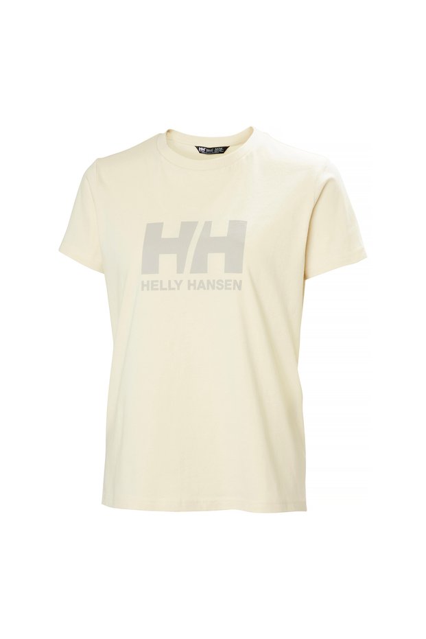 Hha.54593_Helly Hansen W Hh Logo T- Cream Crew Neck Regular Plain Women's T-Shirt