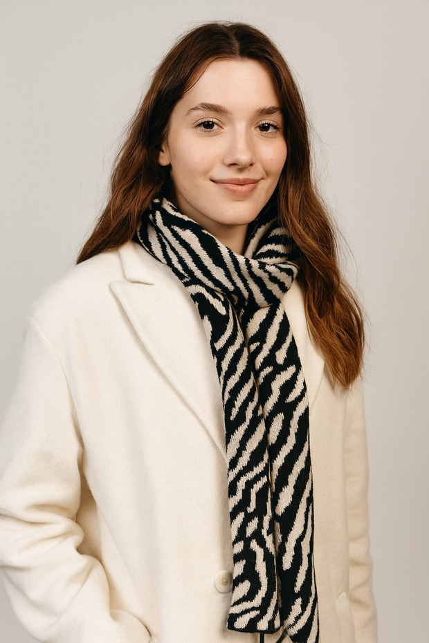 Zebra Desenli Triko Atkı - 1