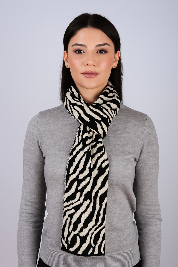 Zebra Desenli Triko Atkı - 2