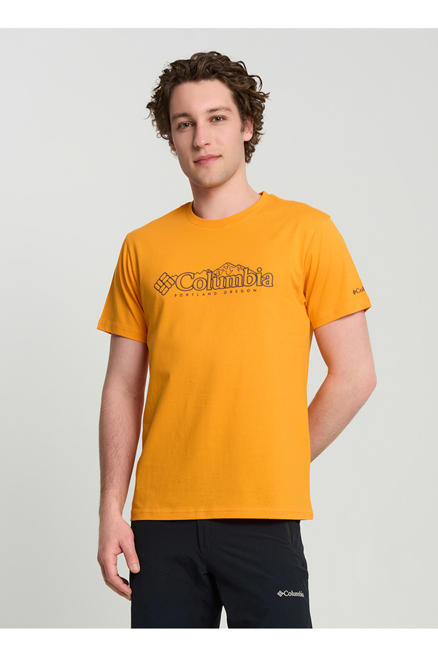 9110861816Cs0414 Orange O-Neck Regular Printed Men's T-Shirt