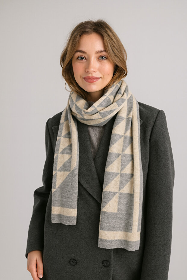 وشاح محبوك منسوج - نمط مثلث - 2