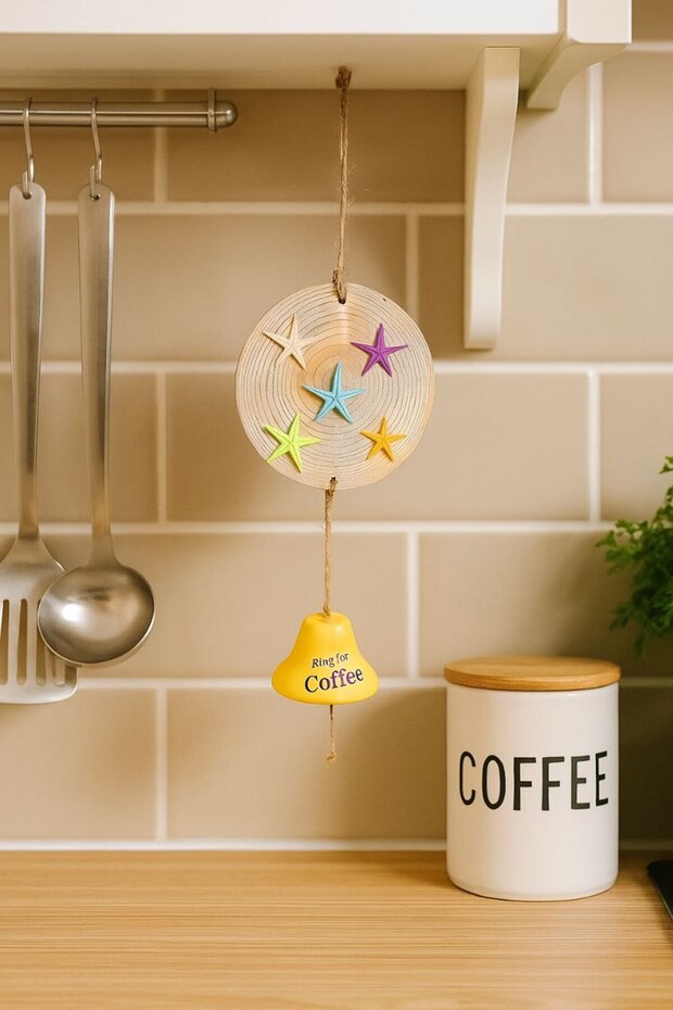 Coffee Lovers Çanı – Büyük Boy Rustik Duvar & Kapı Dekoru - 3