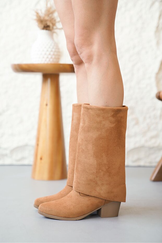 Kadın Vien Kovboy Çizme - Taba Süet - 3