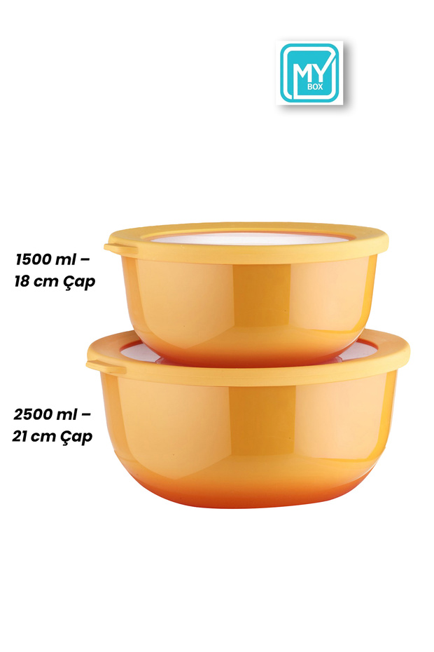 Ayza Set of 2 Round Storage Containers Microwave and Freezer Safe Multi-Purpose Kitchen Storage Container 1.5-2.5L - 5