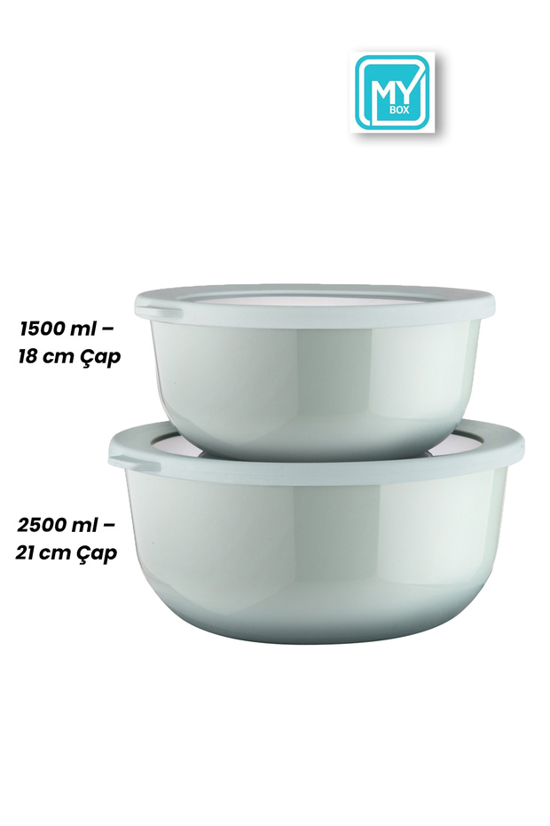 Ayza Set of 2 Round Storage Containers Microwave and Freezer Safe Multi-Purpose Kitchen Storage Container 1.5-2.5L - 5