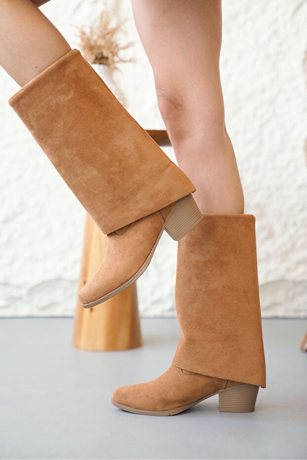 Kadın Vien Kovboy Çizme - Taba Süet - 5