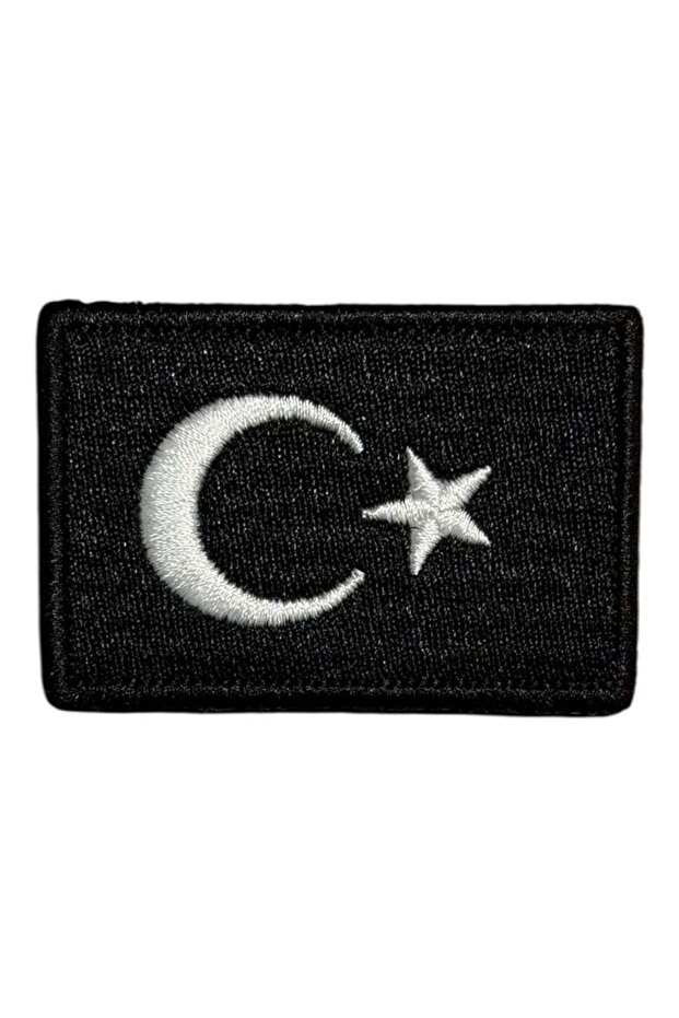 Siyah Türk Bayrağı Peç Patch Arma 6 X 4 Cm - 1