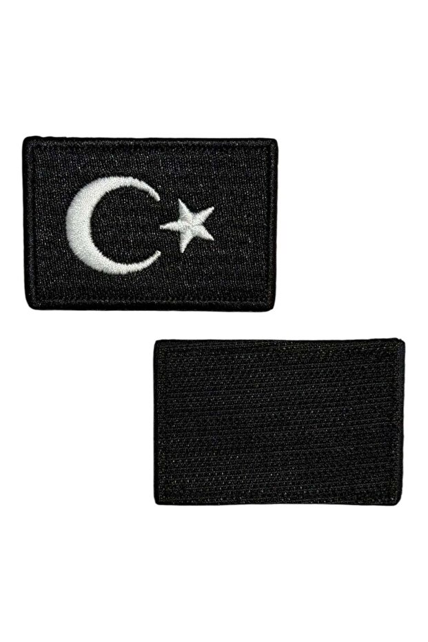 Siyah Türk Bayrağı Peç Patch Arma 6 X 4 Cm - 2