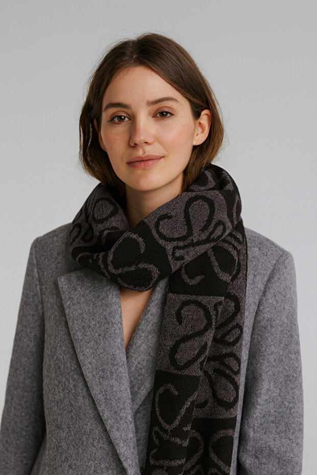 Desenli Triko Atkı - 1