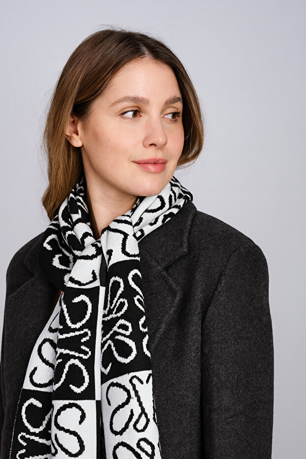 Desenli Triko Atkı - 2