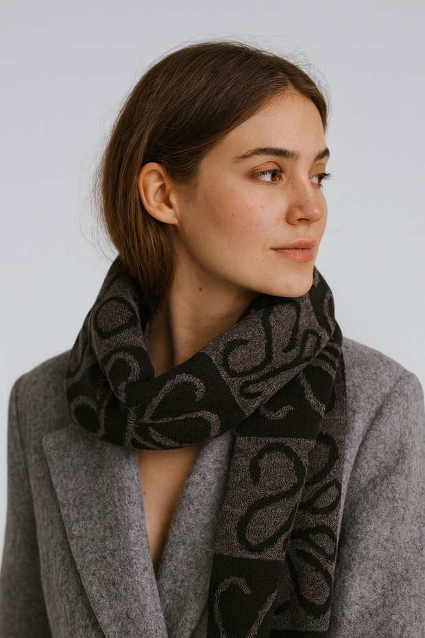 Desenli Triko Atkı - 2