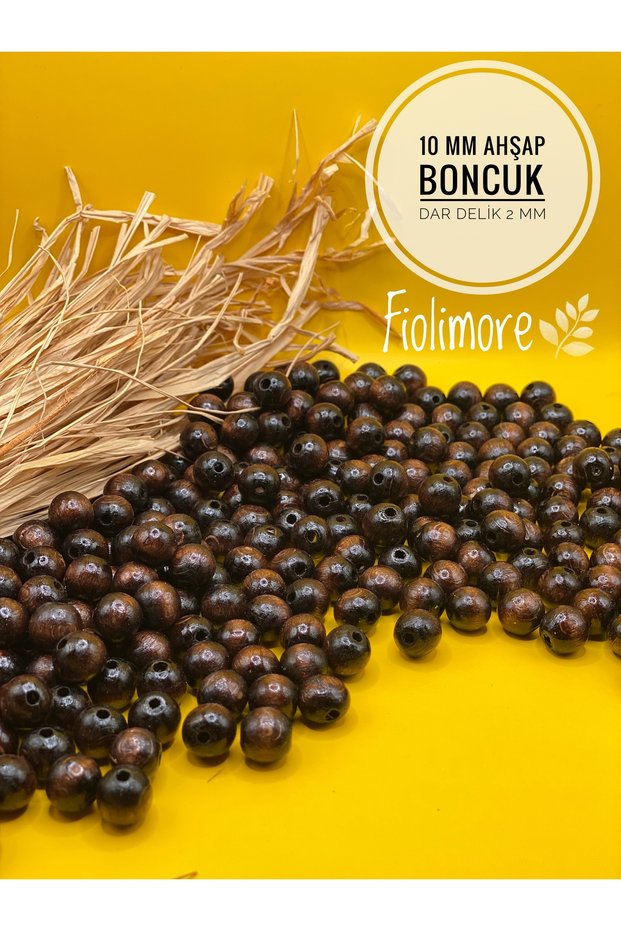 10 mm Brown Wooden Beads (50 Grams 114 Pieces) Narrow Hole Diameter 2 mm Macrame Bag Bracelet Jewelry