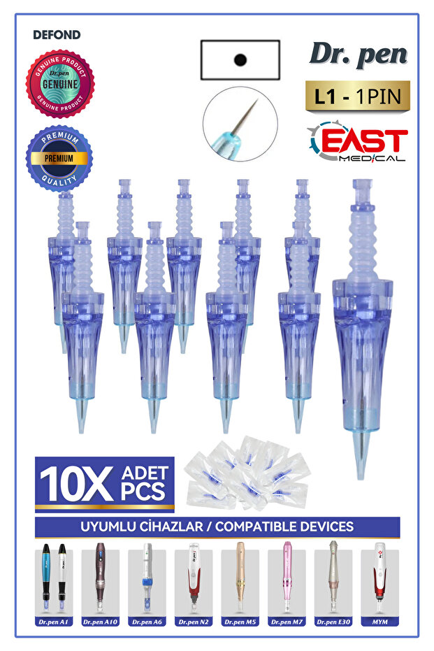 Dr Pen A6-a10-a1-n2-m5-m7-e30-mym Uyumlu Iğneleri 10 Adet 1 Pin Orijinal Dermapen Iğne Kartuşu - 1