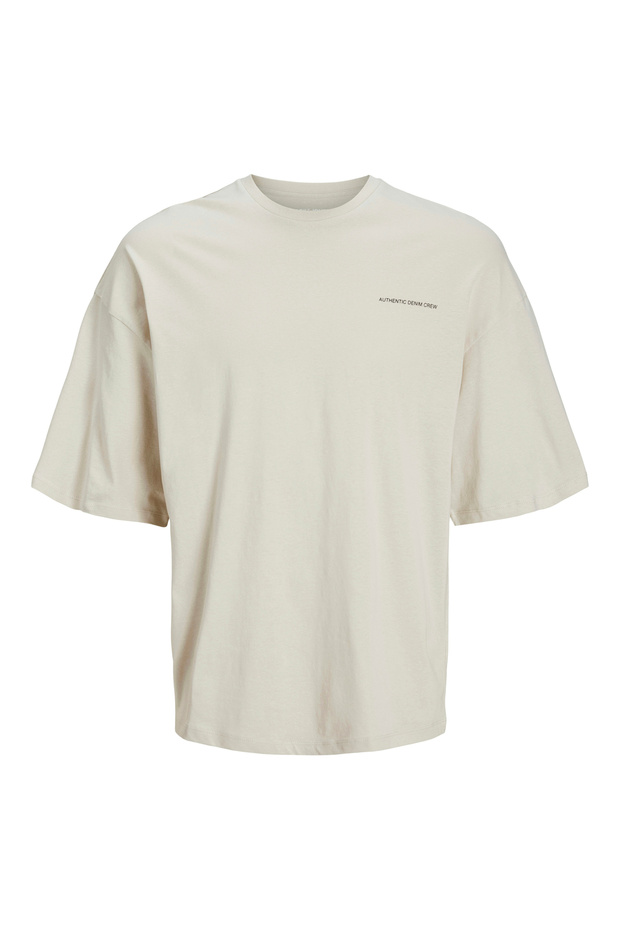 Crew Neck Beige Men's T-Shirt 12273506_Jjalmos Tee Ss Crew Neck