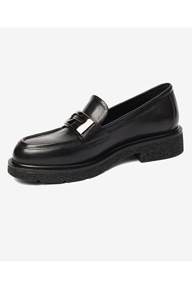 Kadın Parlak Siyah Hakiki Deri Memory Foam Taban Loafer Ayakkabı 4K2CA33900 - 3