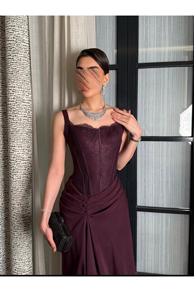 فستان كورسيه بورغندي - 1