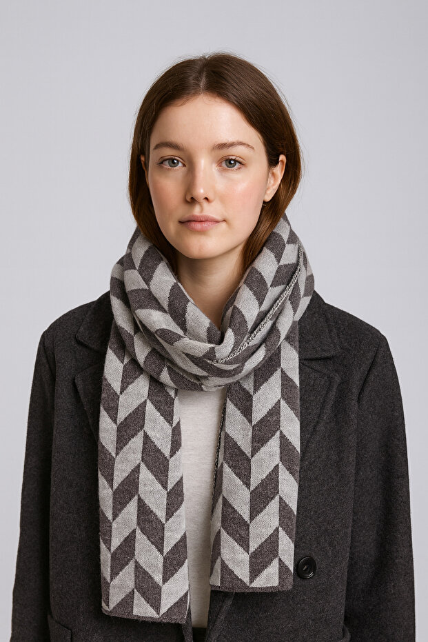 Eșarfă de tricotaje cu model - 1