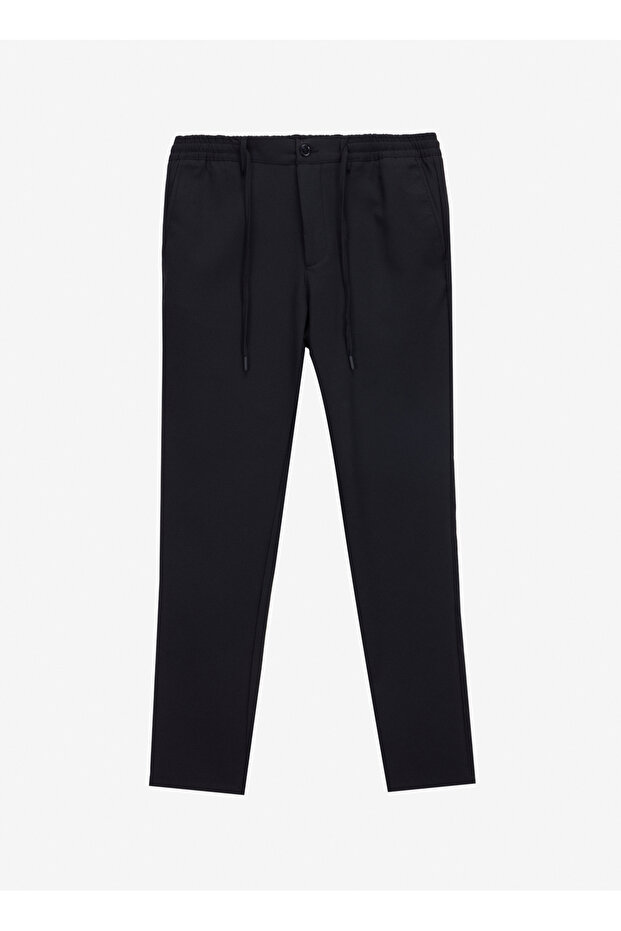 Altınyıldız Classics Tied Waist Regular Leg Slim Fit Black Men's Pants Ace001252275_Syh