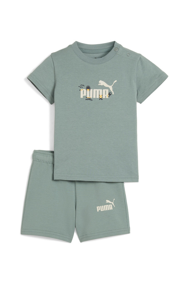 Lastikli Bel Normal Yeşil Bebek Şort Takım 68628630-MINICATS SANDY ADVENTURES - 1