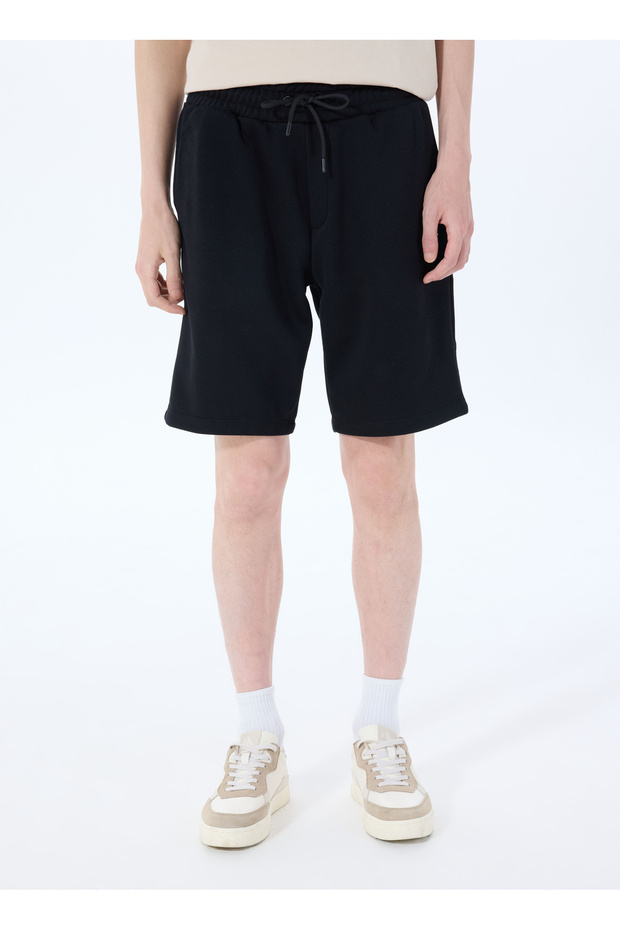 Siyah Erkek Lastikli Bel Basic Fit Sweat Şort M5SM-SRT1113 - 3