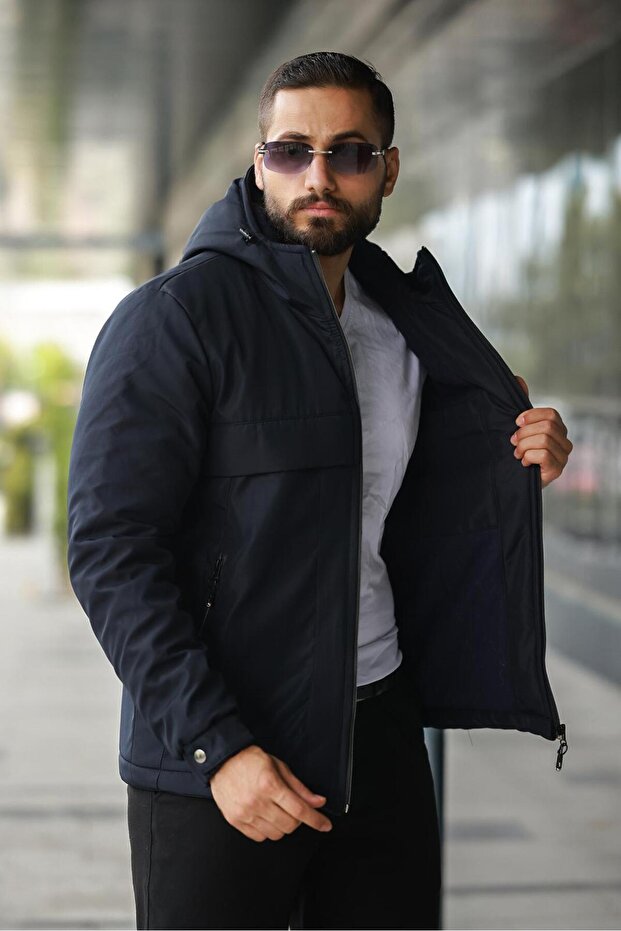 Çıkarılabilir kapüşonlu kürklü kışlık mont - 2