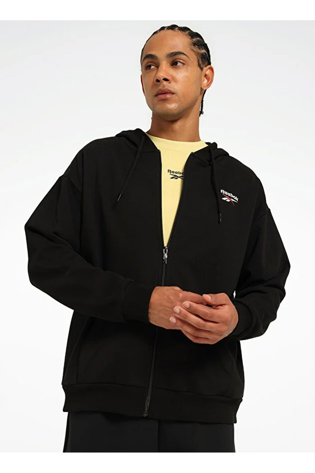 Lc 8021 New Id Reg Fz Black Hooded Regular Fit Men's Zip Jacket
