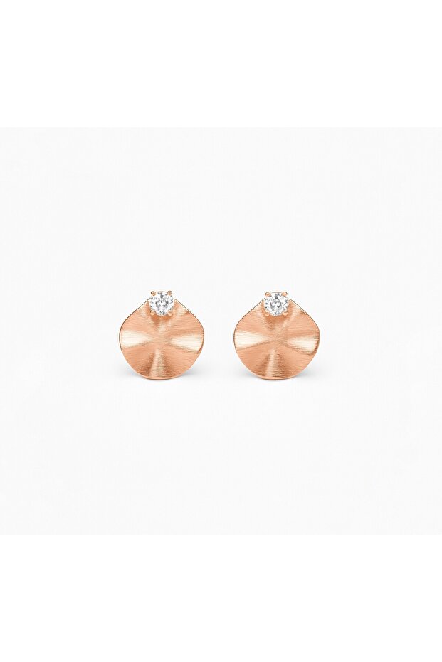 Steel Rose Gold Stone Asymmetrical Houston Earrings -Does Not Tarnish-
