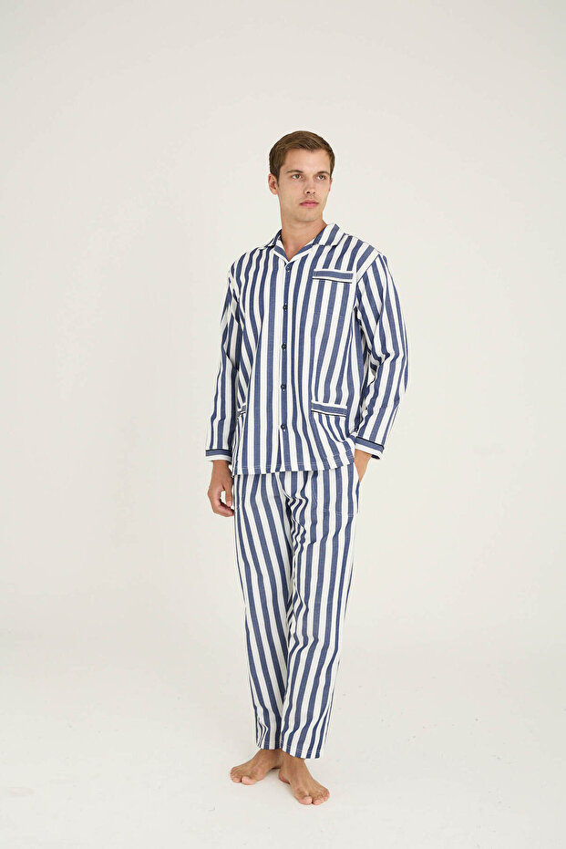 Σετ Πιτζάμες Gaffur με ρίγες Oversize - 6