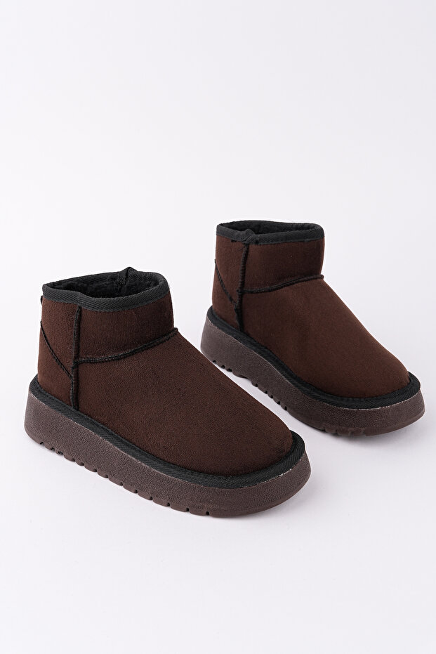 Women's Brown Suede Fur Boots