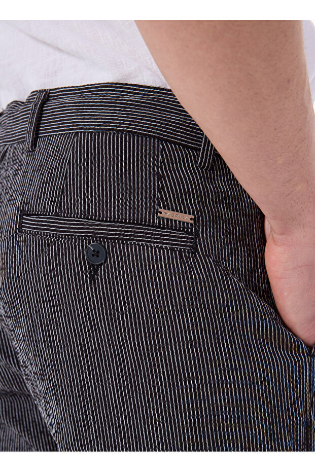 Bağlamalı Bel Basic Siyah Erkek Bermuda Şort FABRESA - 5