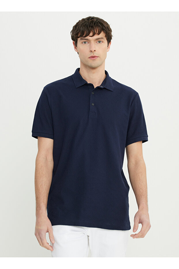 Altınyıldız Classics Polo Neck Navy Blue Men's T-Shirt Ace091252009_Lac