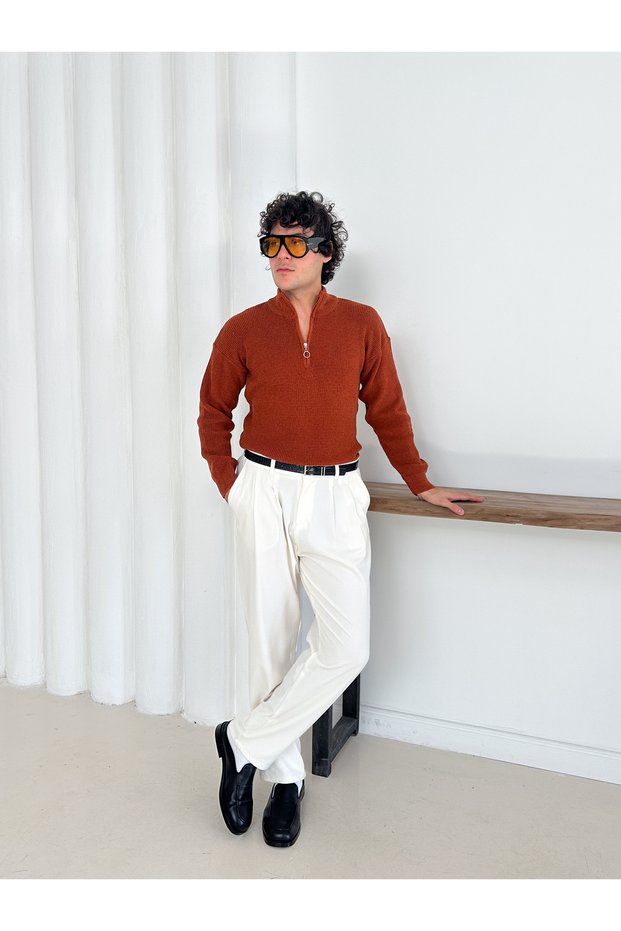 Thessaloniki Model Half Zippered Knitwear Sweater