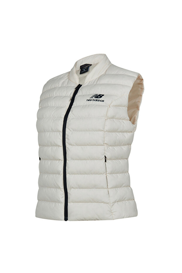 Beige Women's Stand Collar Vest Wnv3229-Mop-Nb