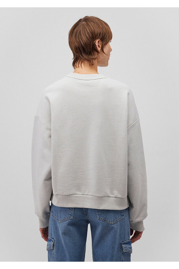 Bisiklet Yaka Gri Basic Sweatshirt 1611770-70074 - 4