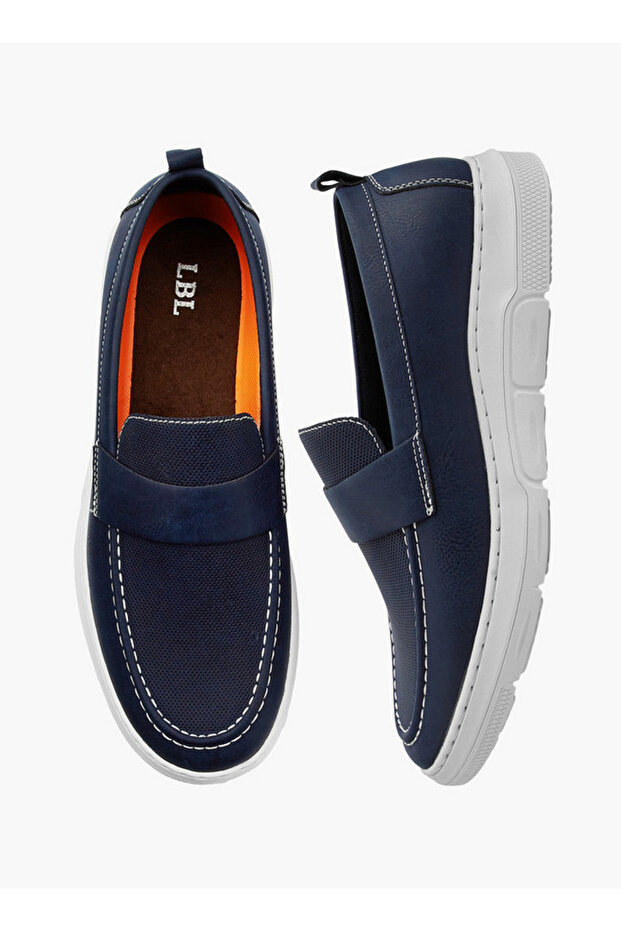 Solid Slip-On Loafers with Pull Tabs - 1