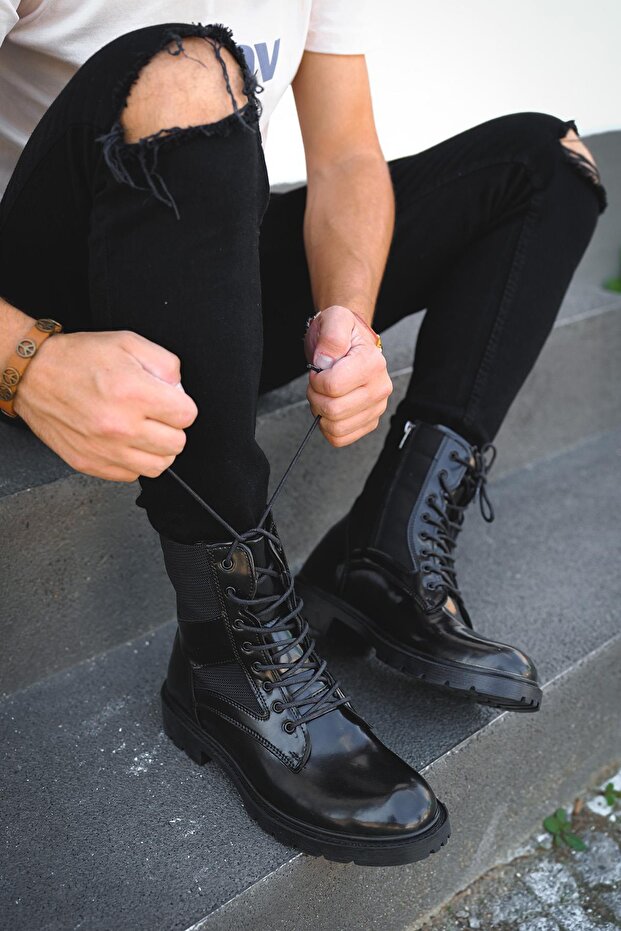 Gabin Fleece Zippered Men's Military Boots