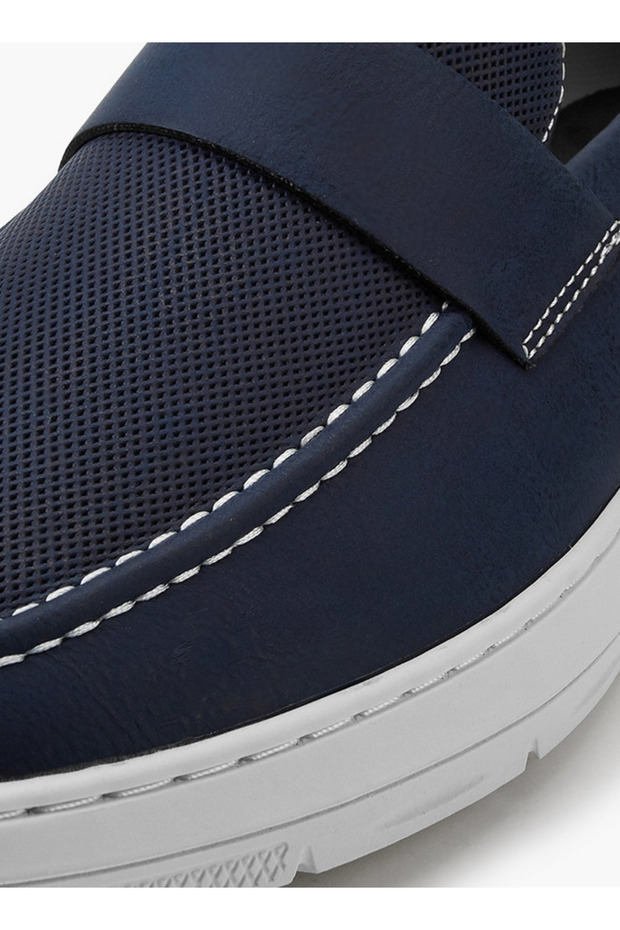 Solid Slip-On Loafers with Pull Tabs - 5