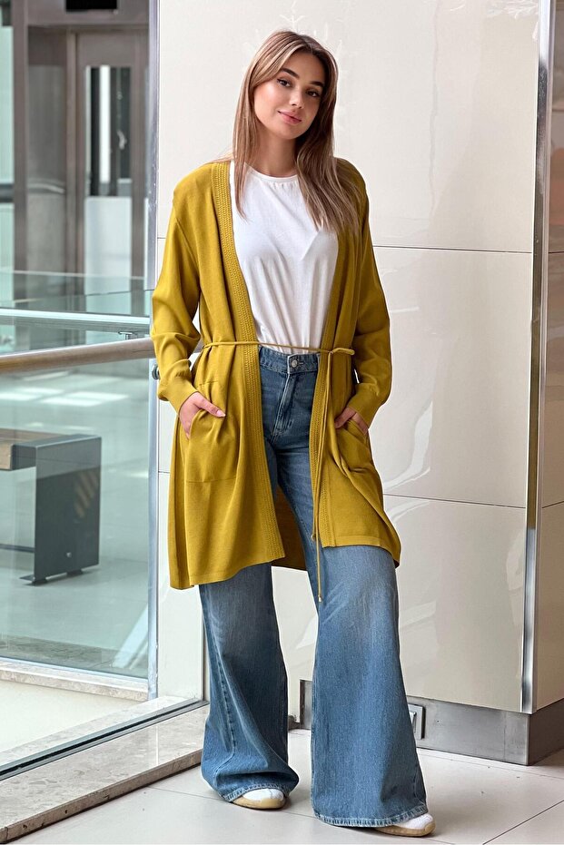 Önü Açık Merserize Hırka - 3