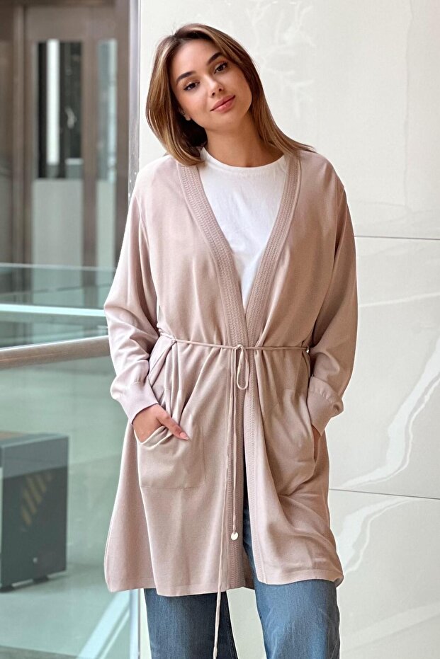 Önü Açık Merserize Hırka - 2