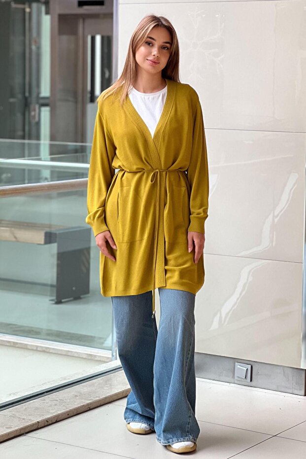 Önü Açık Merserize Hırka - 2