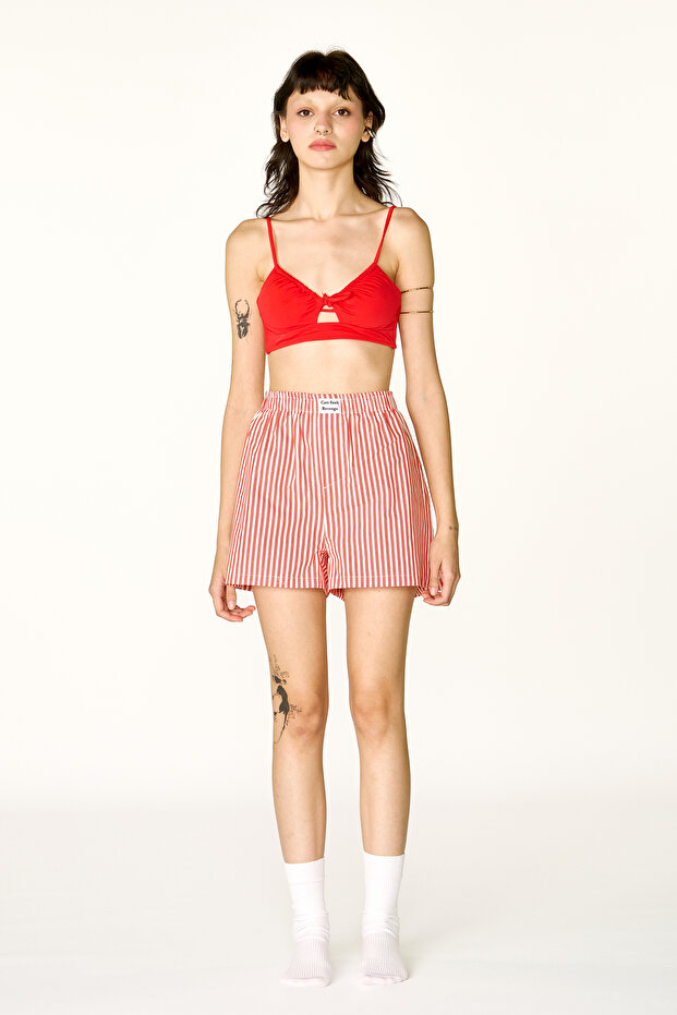 Cats Red Striped Boxer Shorts