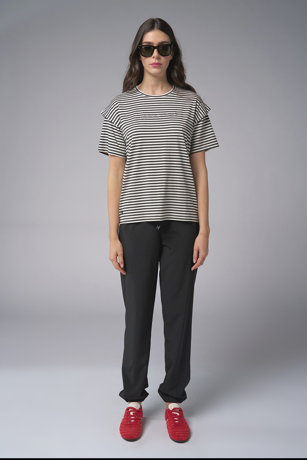 Kadın Siyah Ringelli Modal Tişört 4053 - 6