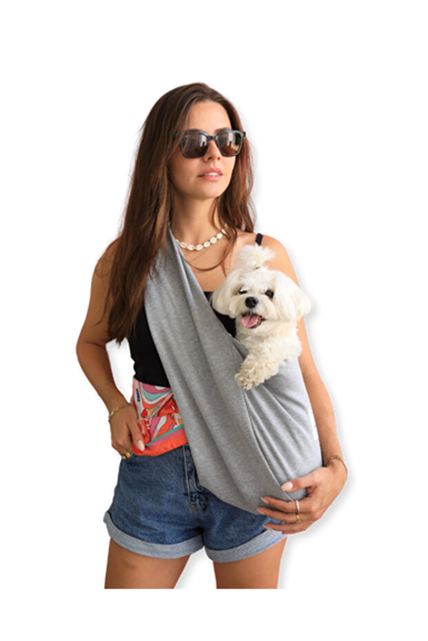 Oli and Lui Açık Gri Köpek Taşıma Çantası (Pet Sling – Ana Kucağı)