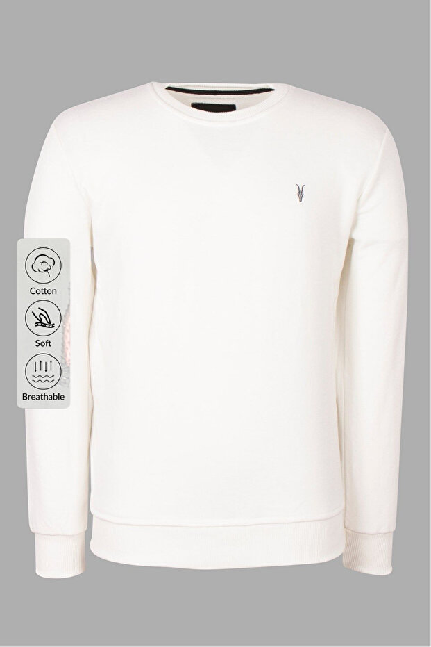 Erkek 3-lü Karamel-siyah-ekru Sweatshirt Basic Bisiklet Yaka - 5